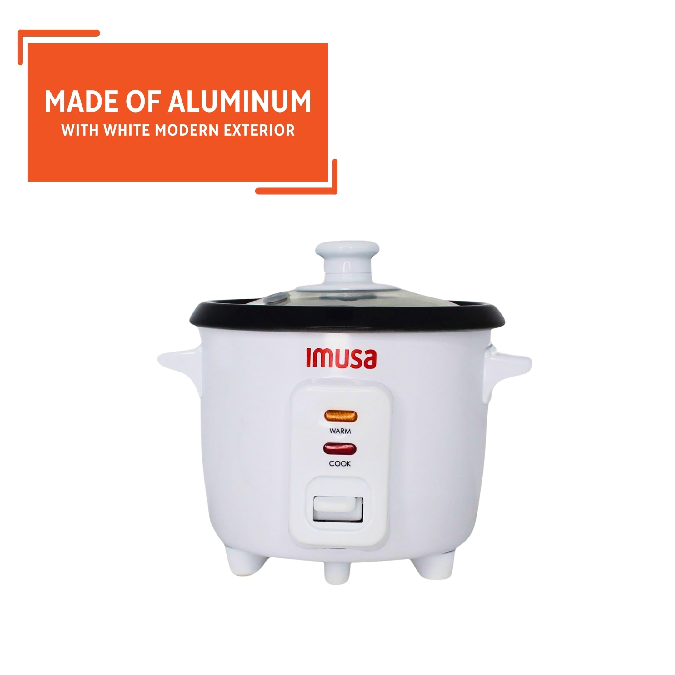 IMUSA 1.5cup Electric Ceramic Rice Cooker, White - Image 3