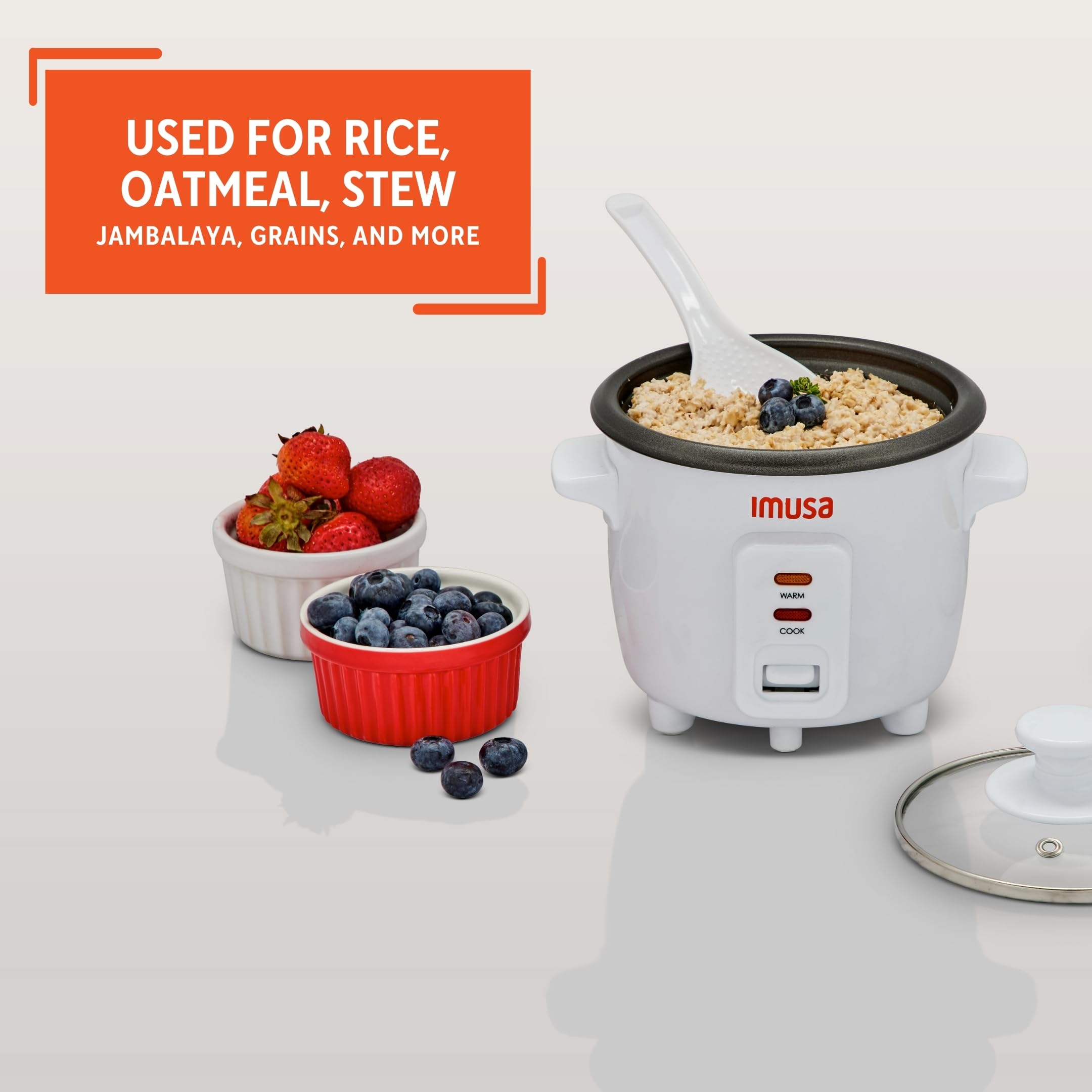 IMUSA 1.5cup Electric Ceramic Rice Cooker, White - Image 7