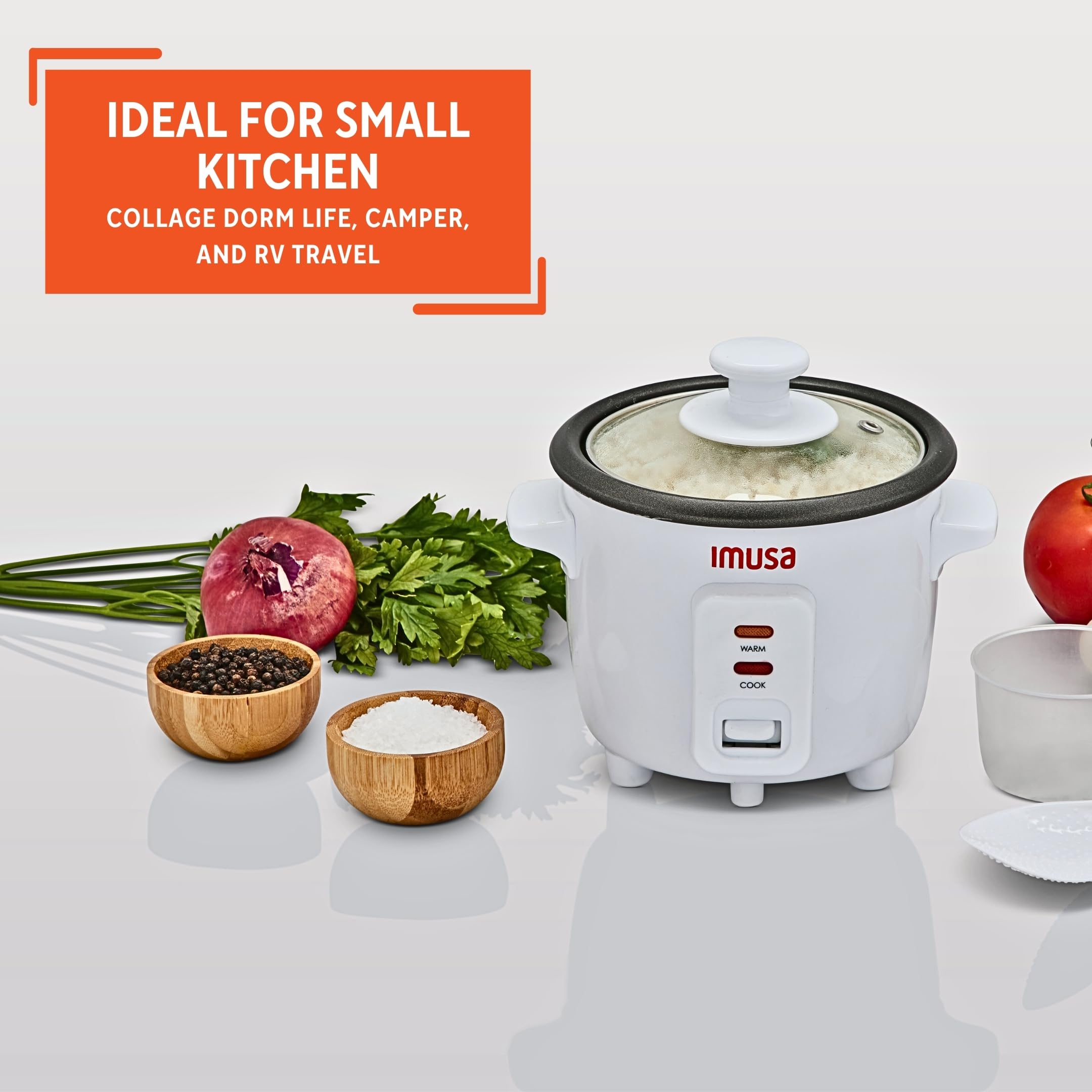 IMUSA 1.5cup Electric Ceramic Rice Cooker, White - Image 8