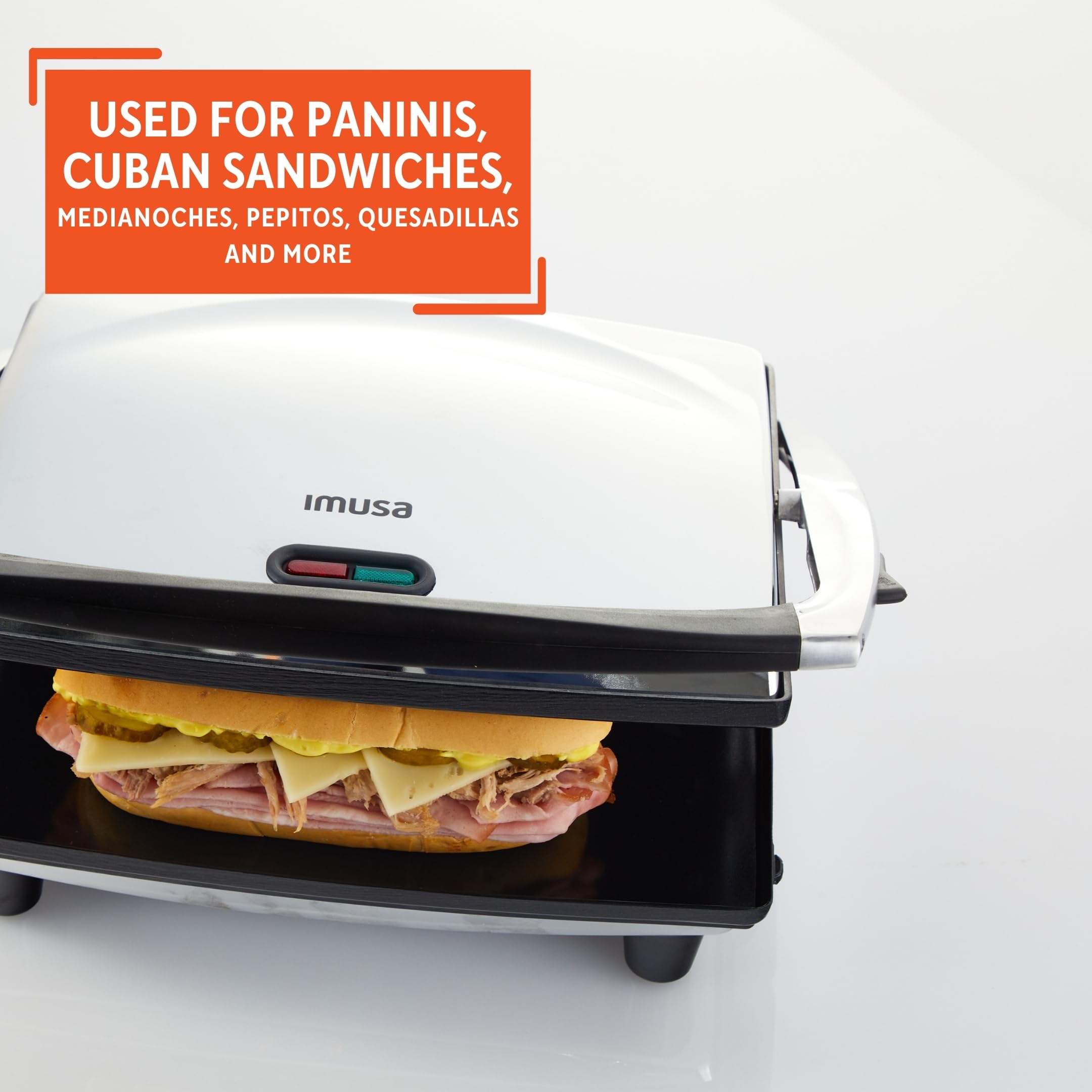 IMUSA 12x10in Stainless Steel Electric Panini Press with Temperature Control, Nonstick Plates for Sandwiches, Grilled Paninis, Quesadillas, and More - Image 7