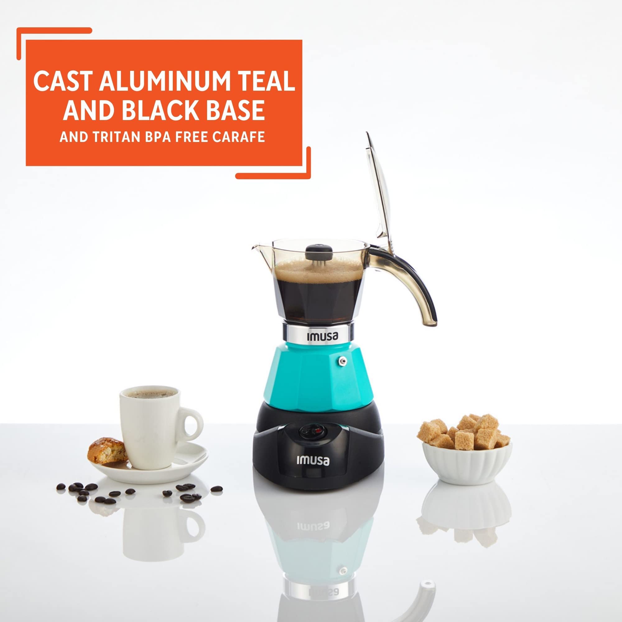 IMUSA 3 or 2cup Electric Espresso Maker, Teal - Image 4