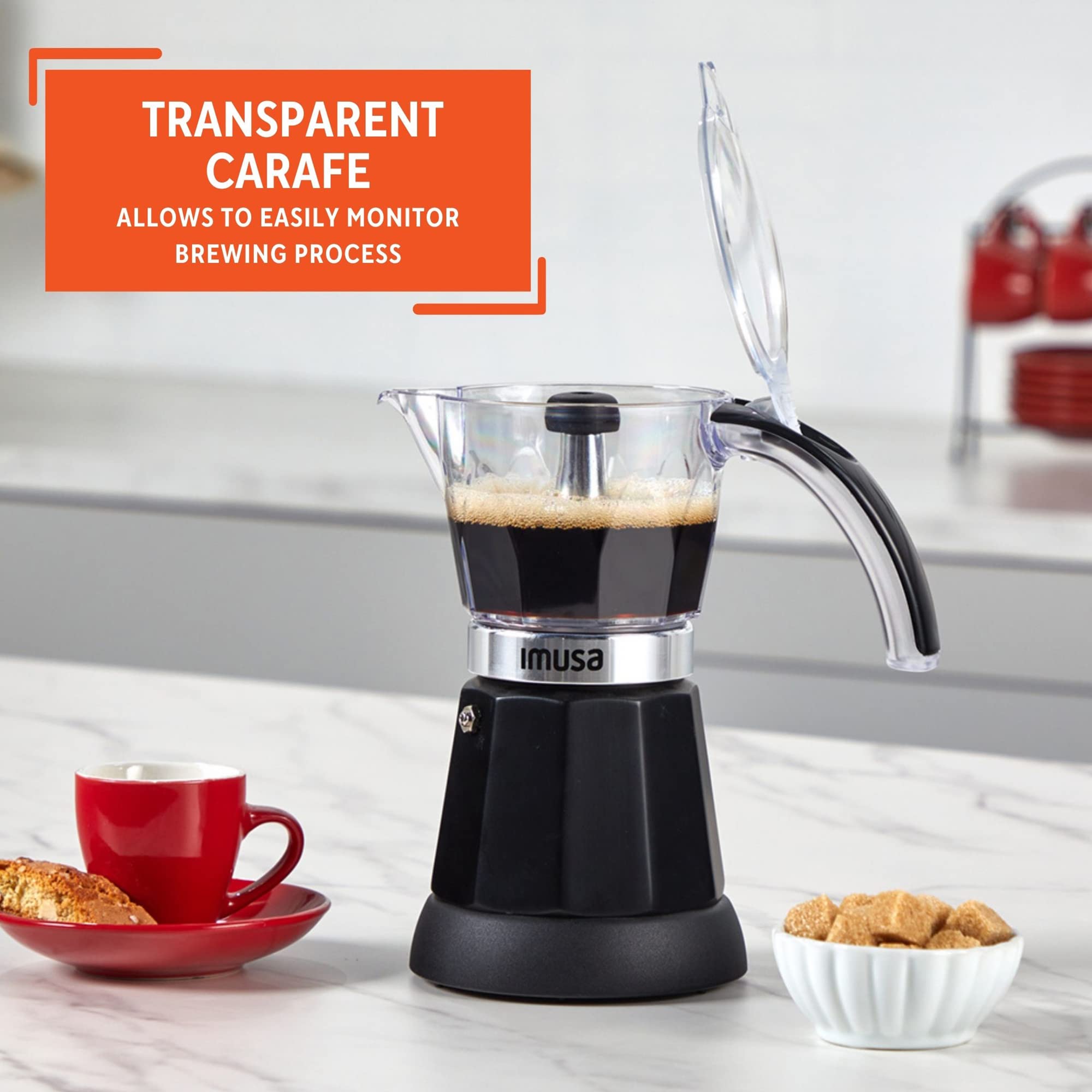 IMUSA 6 or 3 Cup Electric Espresso Maker Black Coffee Machine for Cuban Coffee, Moka and Espresso Drinks - Image 4