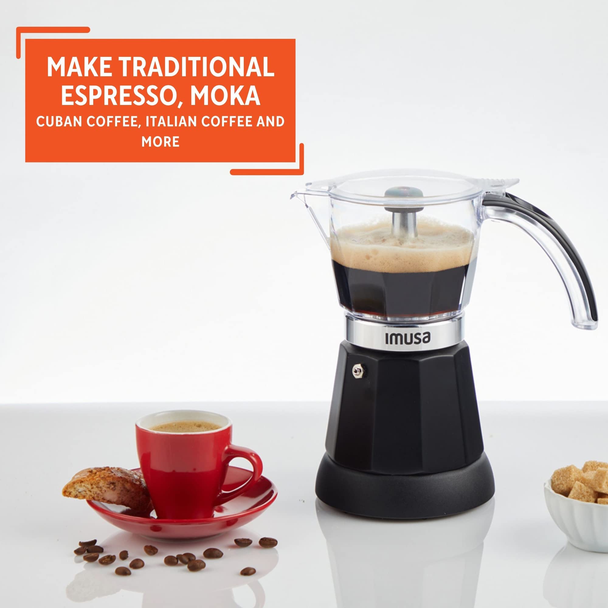 IMUSA 6 or 3 Cup Electric Espresso Maker Black Coffee Machine for Cuban Coffee, Moka and Espresso Drinks - Image 5