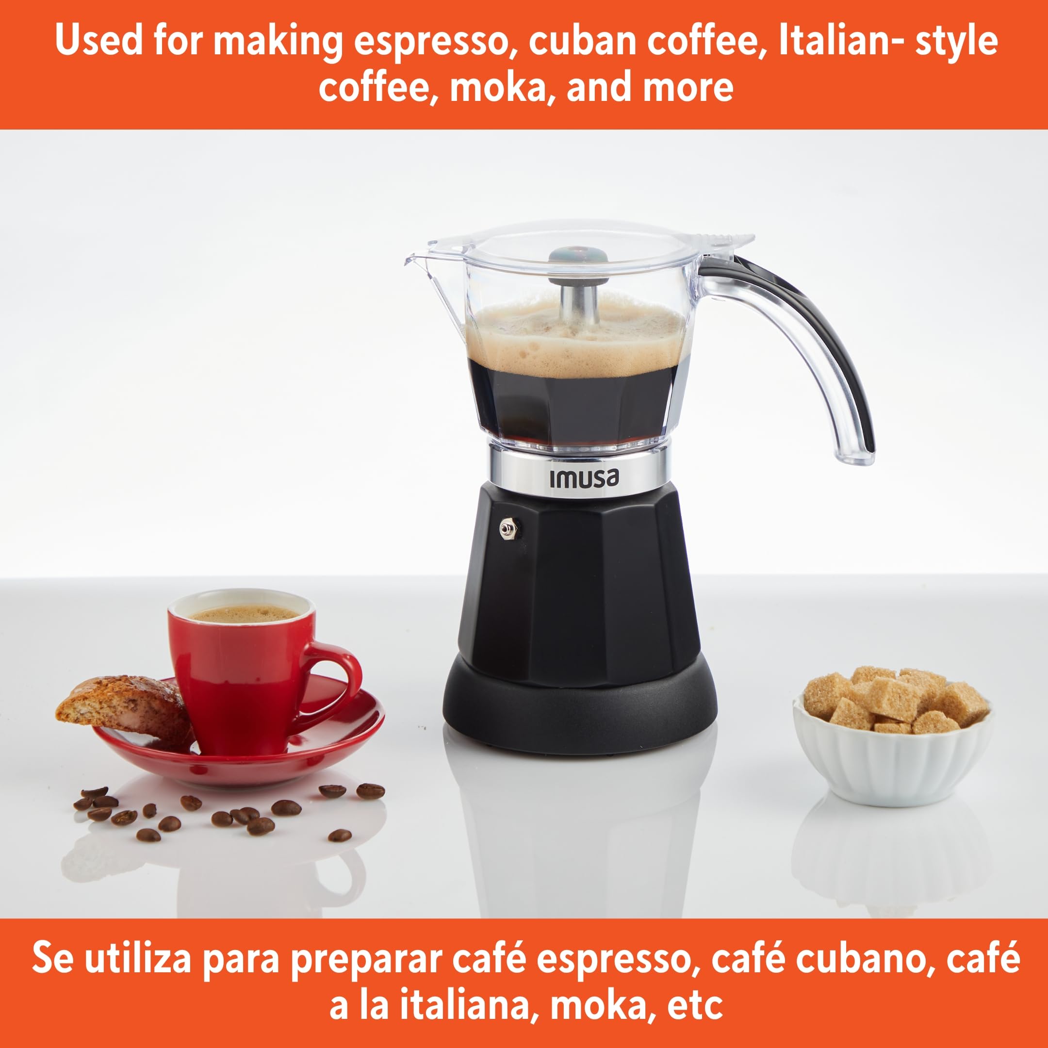 IMUSA 6 or 3 Cup Electric Espresso Maker Black Coffee Machine for Cuban Coffee, Moka and Espresso Drinks - Image 7