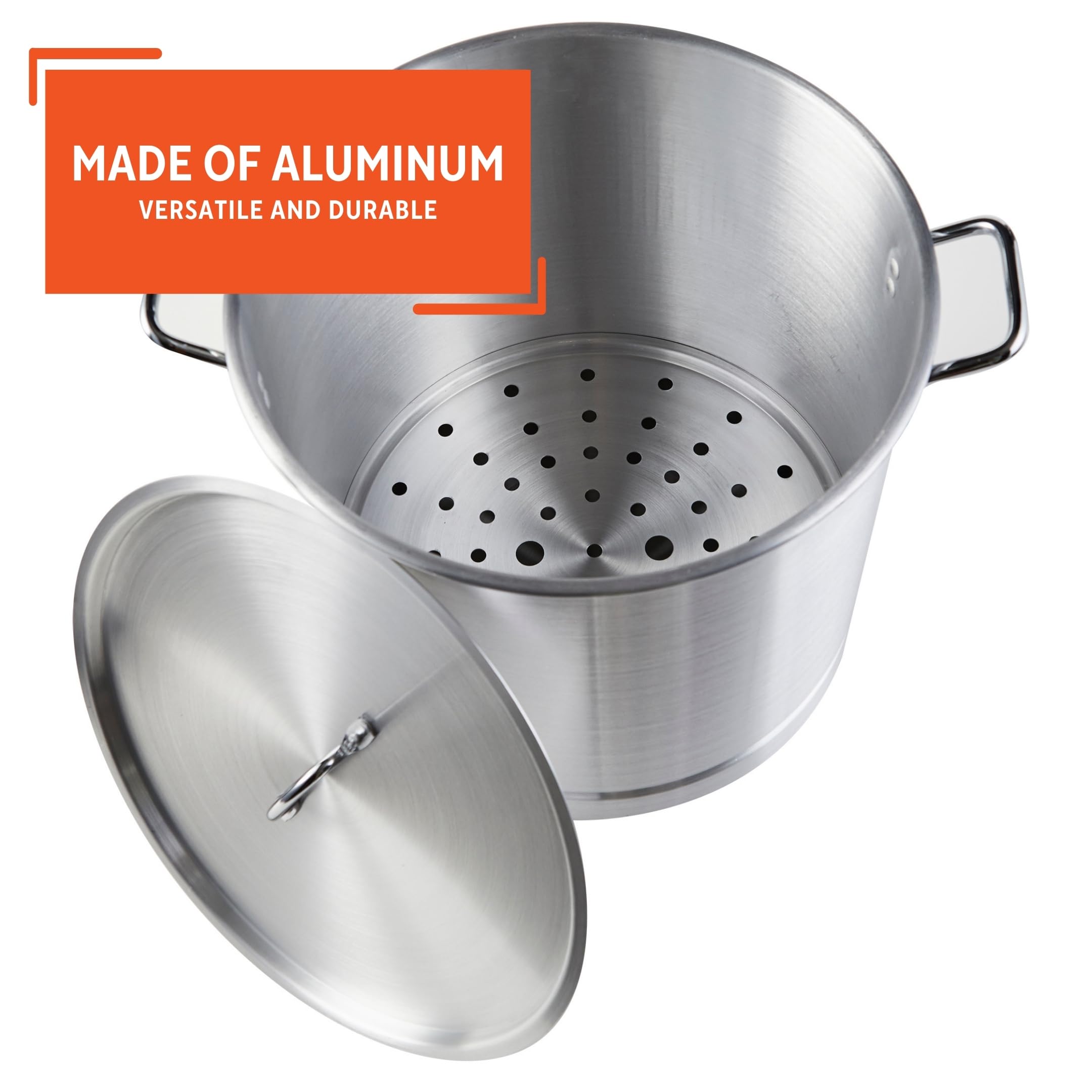 IMUSA Aluminum Steamer Dual Piece Set, 28Qt and 10Qt, Silver - Image 3