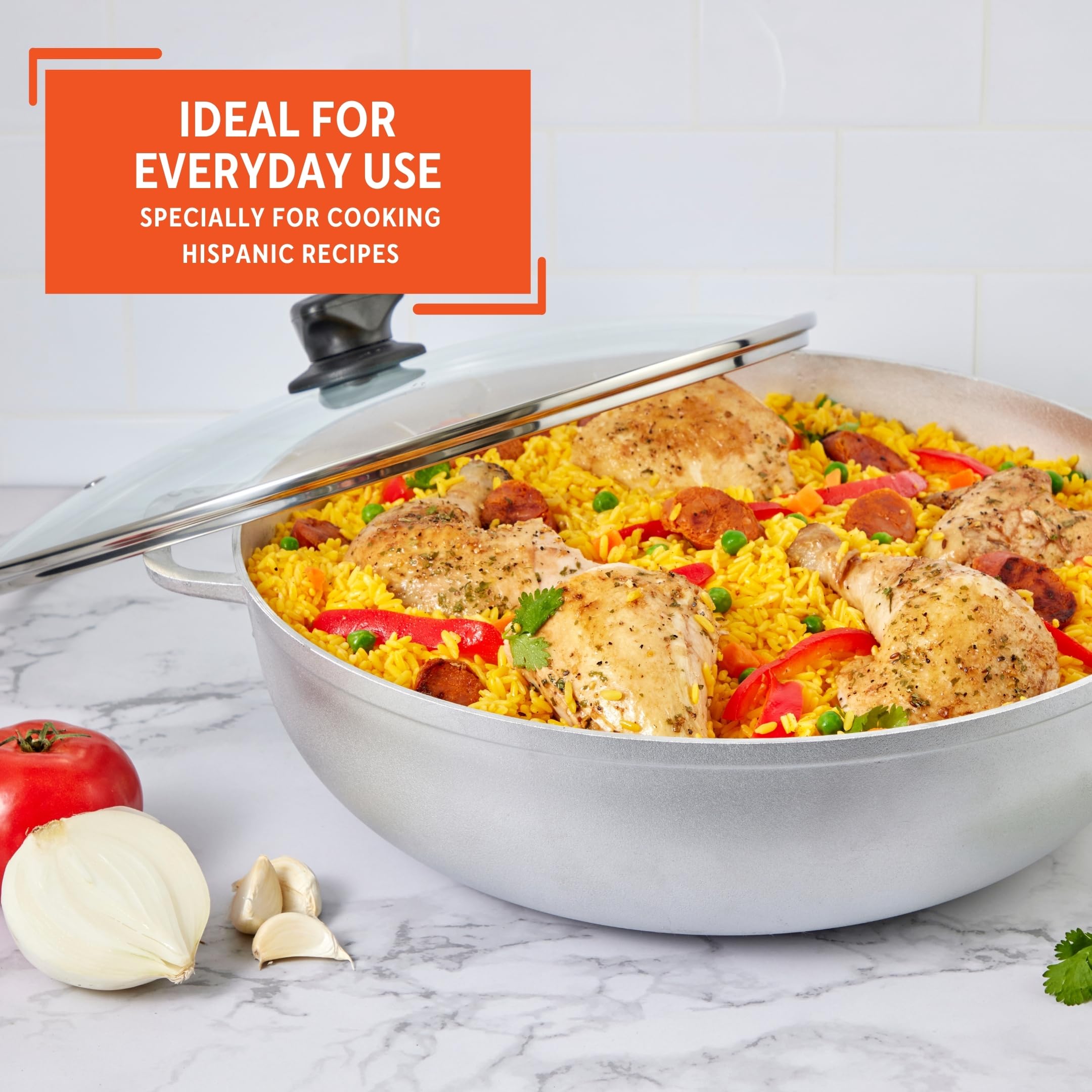 IMUSA Caldero Stock Pot with Glass Lid 11QT, 36cm, Cast Aluminum, Perfect for Serving Big & Medium Groups, Riveted Handles, Made in Colombia, Silver - Image 8