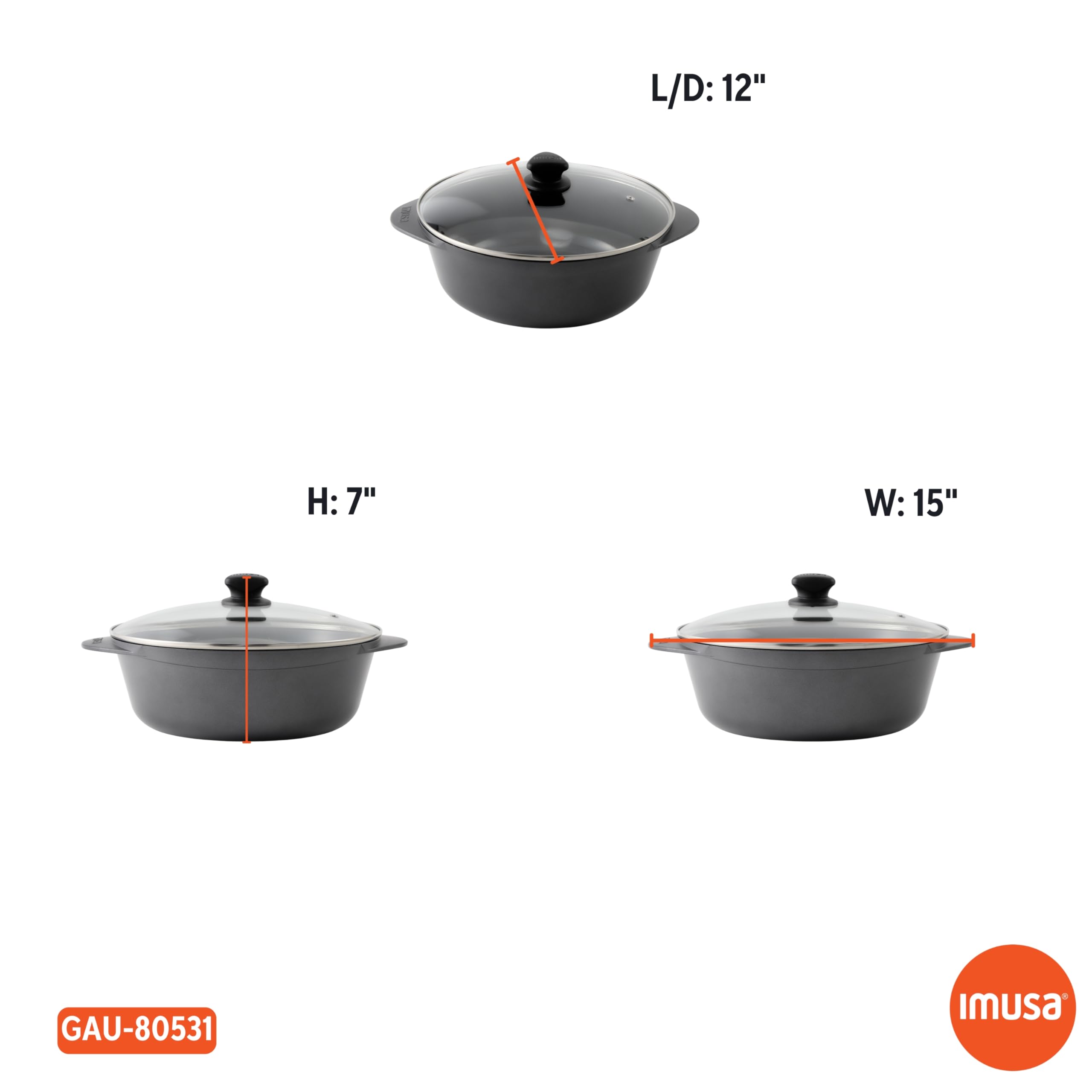 IMUSA Cocotte Cast Aluminum Ceramic Nonstick Caldero with Glass Lid, 7Qt, Black - Image 8