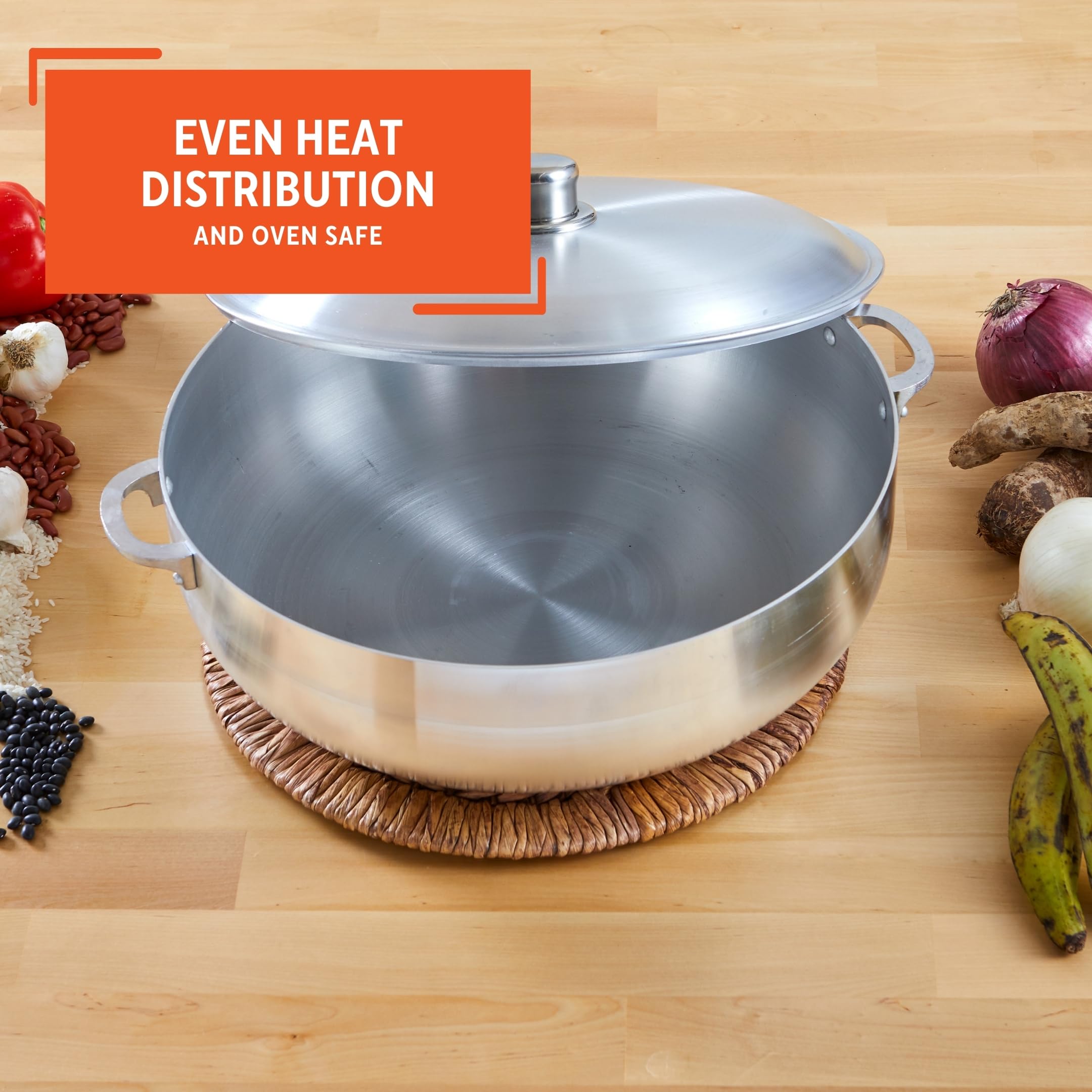 IMUSA Traditional Polished Aluminum Caldero (Dutch Oven) with Lid, 6.9 Quarts, Polished Aluminium - Image 4