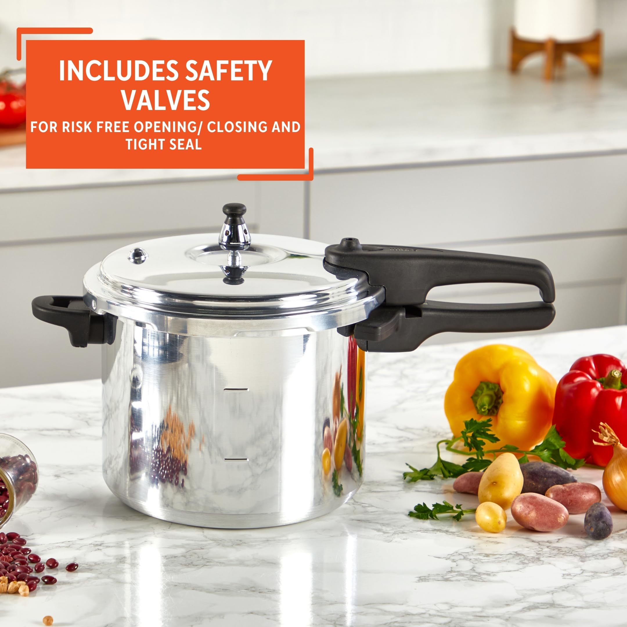IMUSA USA A417-80801W Stovetop Aluminum Pressure Cooker 7.0-Quart,Silver - Image 6