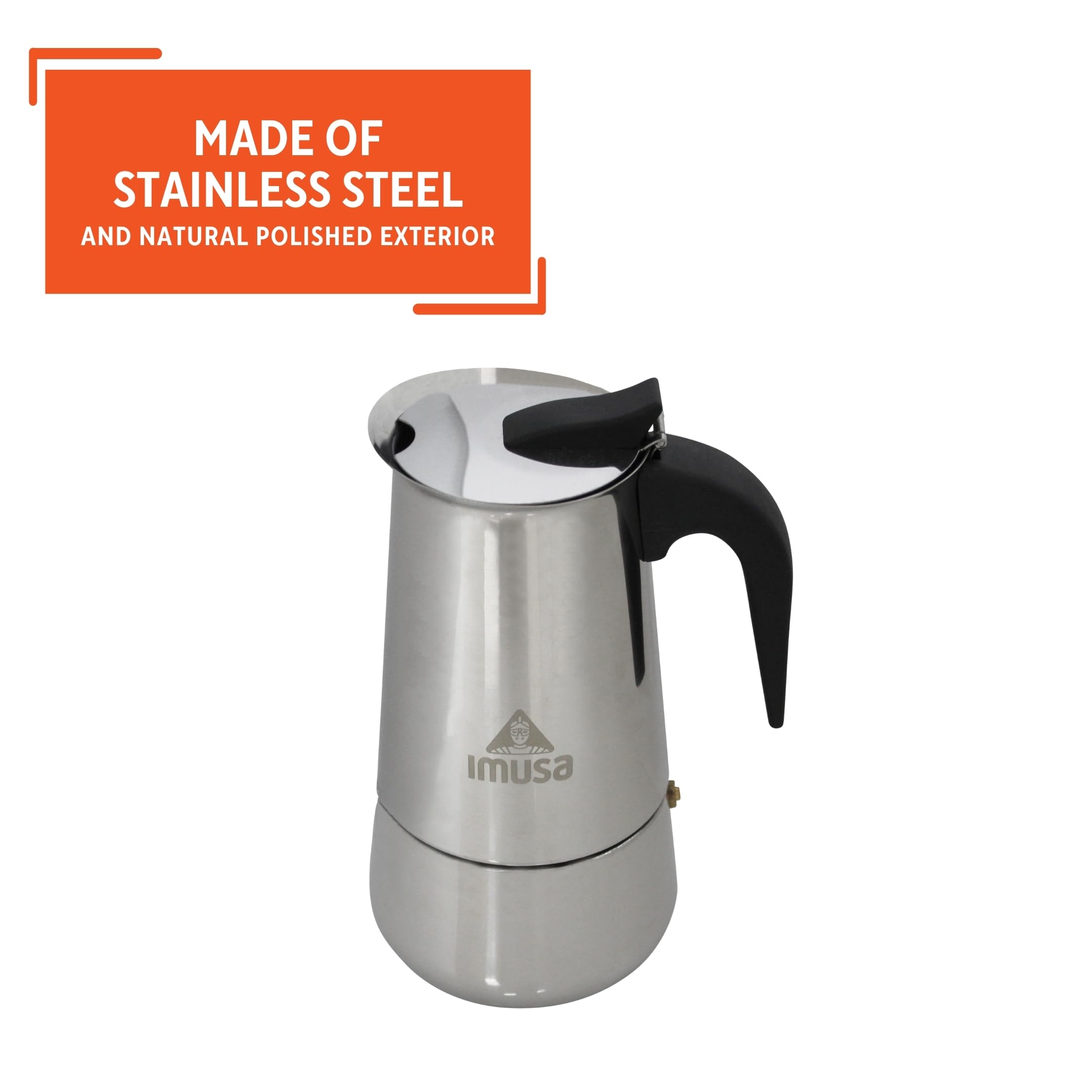 IMUSA USA B120-22061M Stainless Steel Stovetop Espresso Coffeemaker 4-Cup, Silver - Image 4