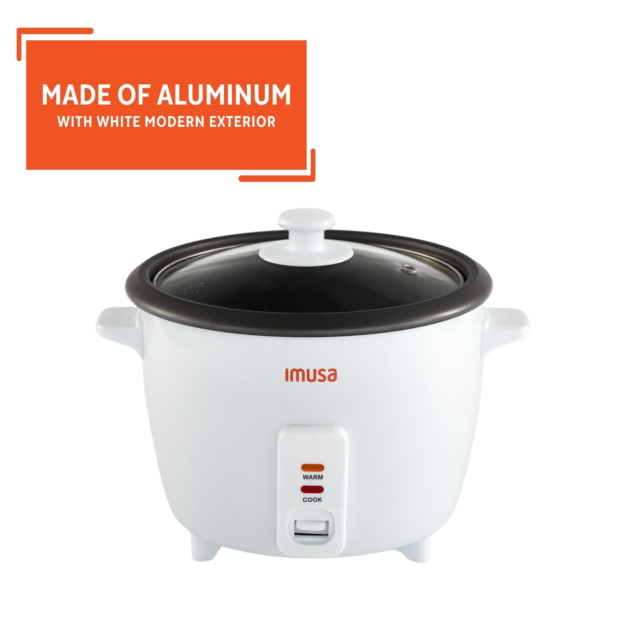 IMUSA USA GAU-00013 Electric Nonstick Rice Cooker 8-Cup (Uncooked) 16-Cup (Cooked), White - Image 3