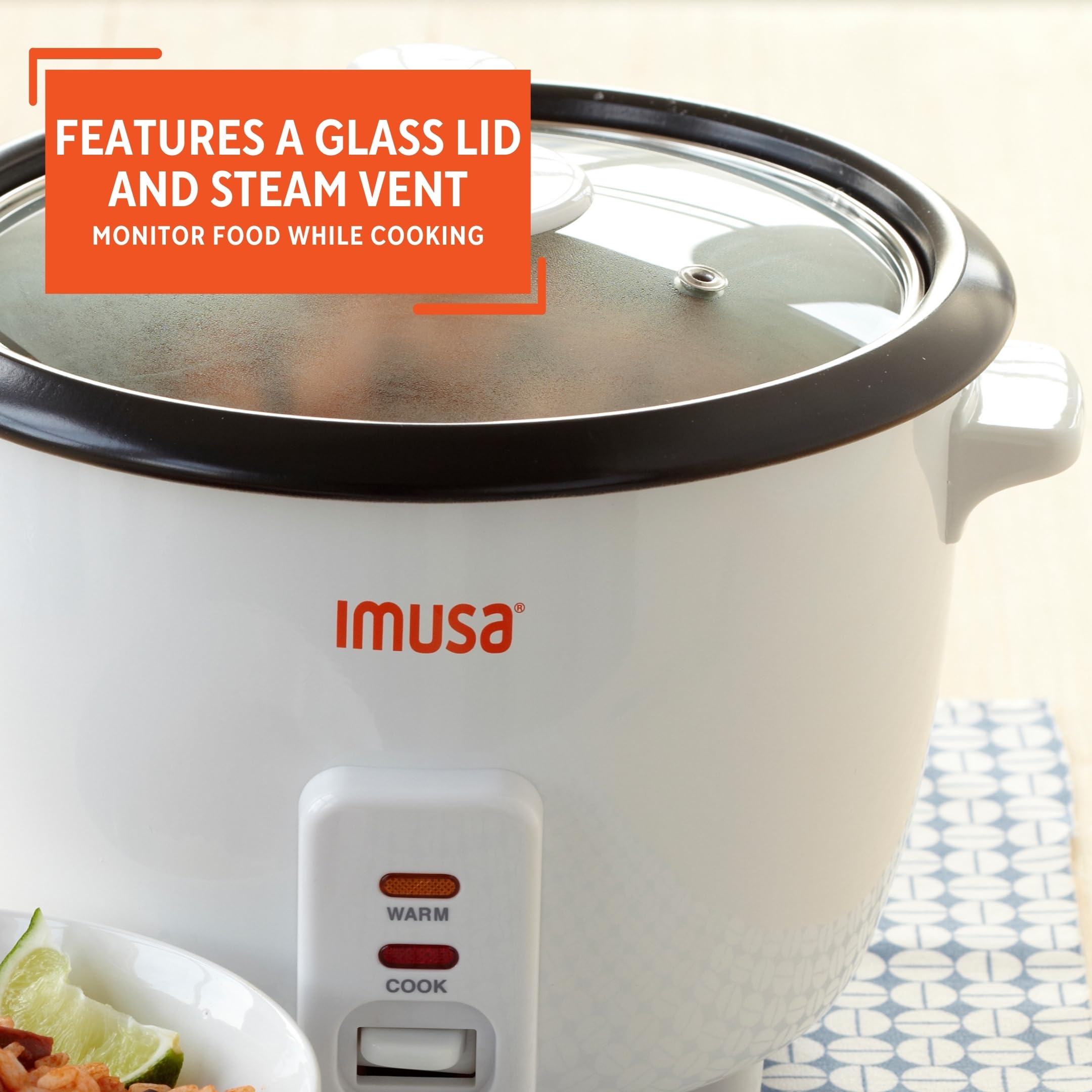 IMUSA USA GAU-00013 Electric Nonstick Rice Cooker 8-Cup (Uncooked) 16-Cup (Cooked), White - Image 5