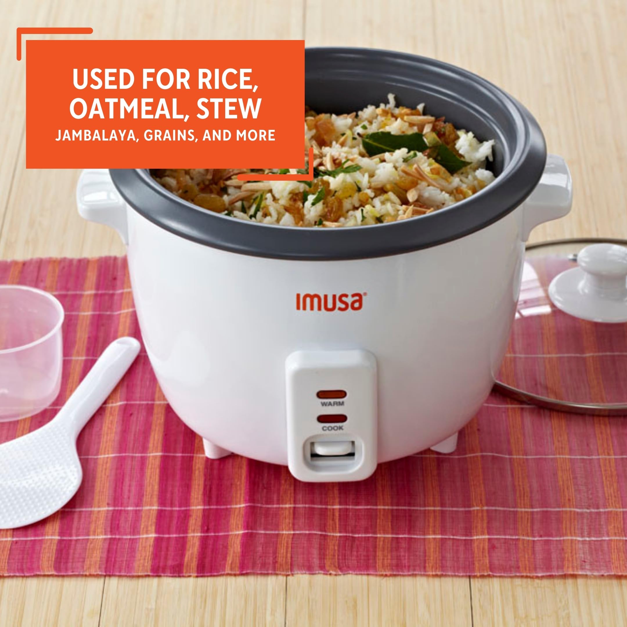 IMUSA USA GAU-00013 Electric Nonstick Rice Cooker 8-Cup (Uncooked) 16-Cup (Cooked), White - Image 6