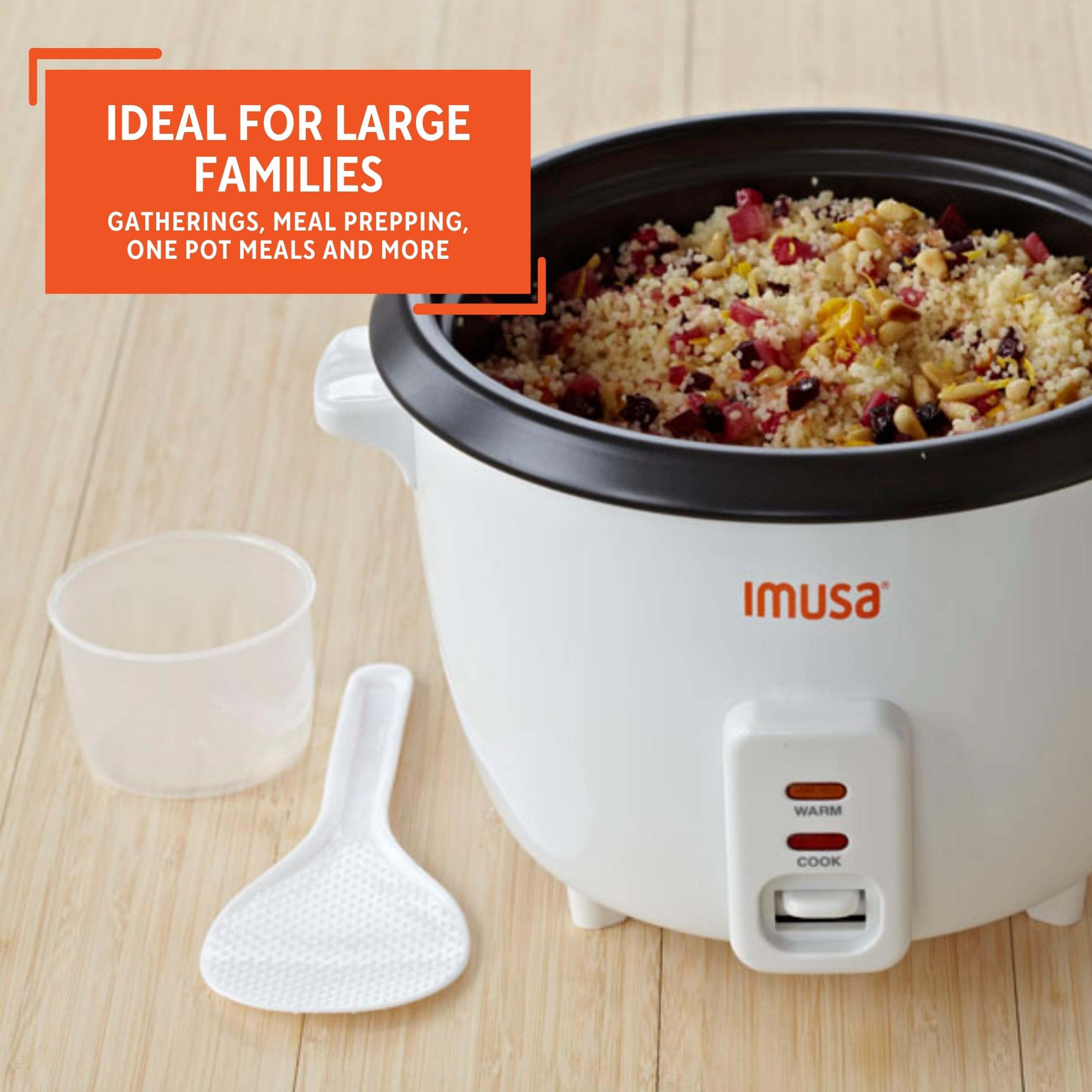 IMUSA USA GAU-00013 Electric Nonstick Rice Cooker 8-Cup (Uncooked) 16-Cup (Cooked), White - Image 7