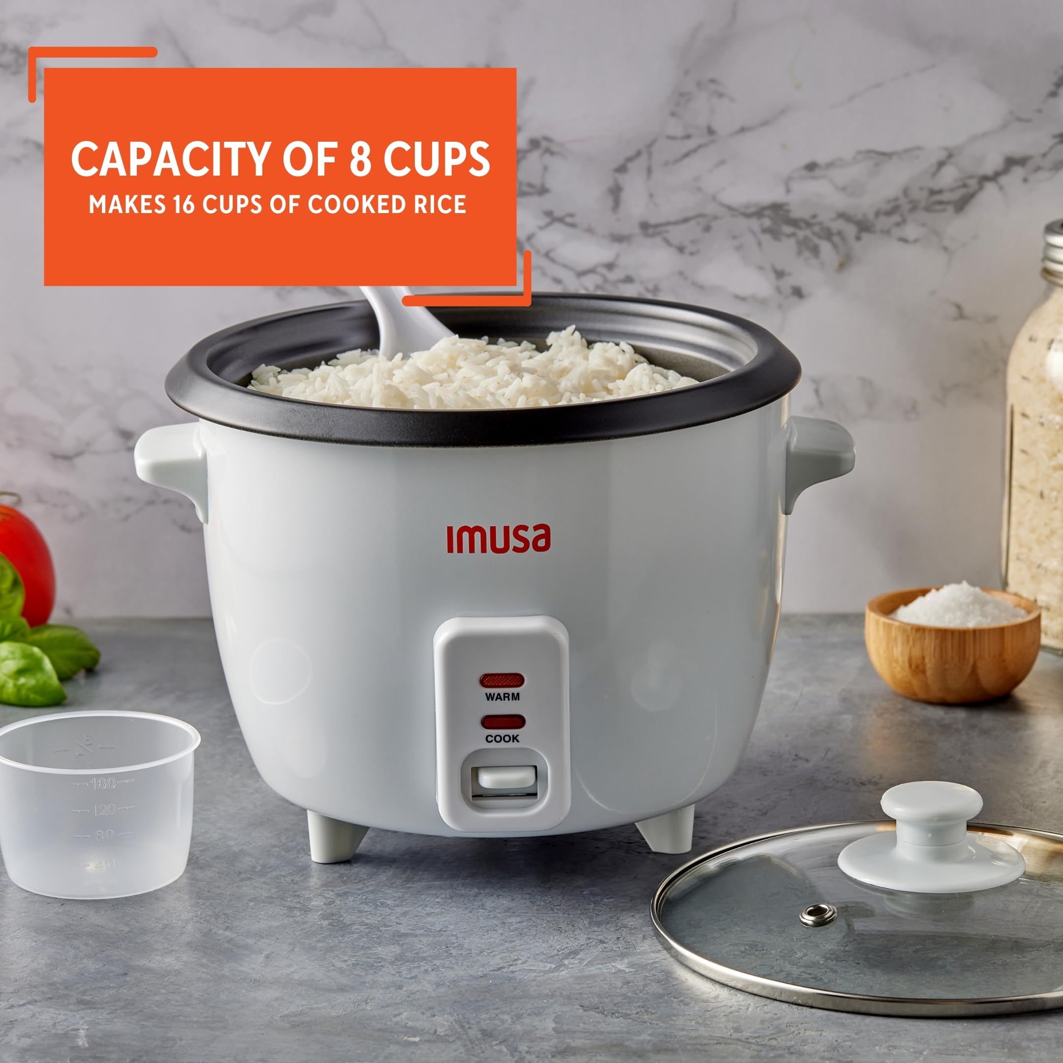IMUSA USA GAU-00013 Electric Nonstick Rice Cooker 8-Cup (Uncooked) 16-Cup (Cooked), White - Image 4