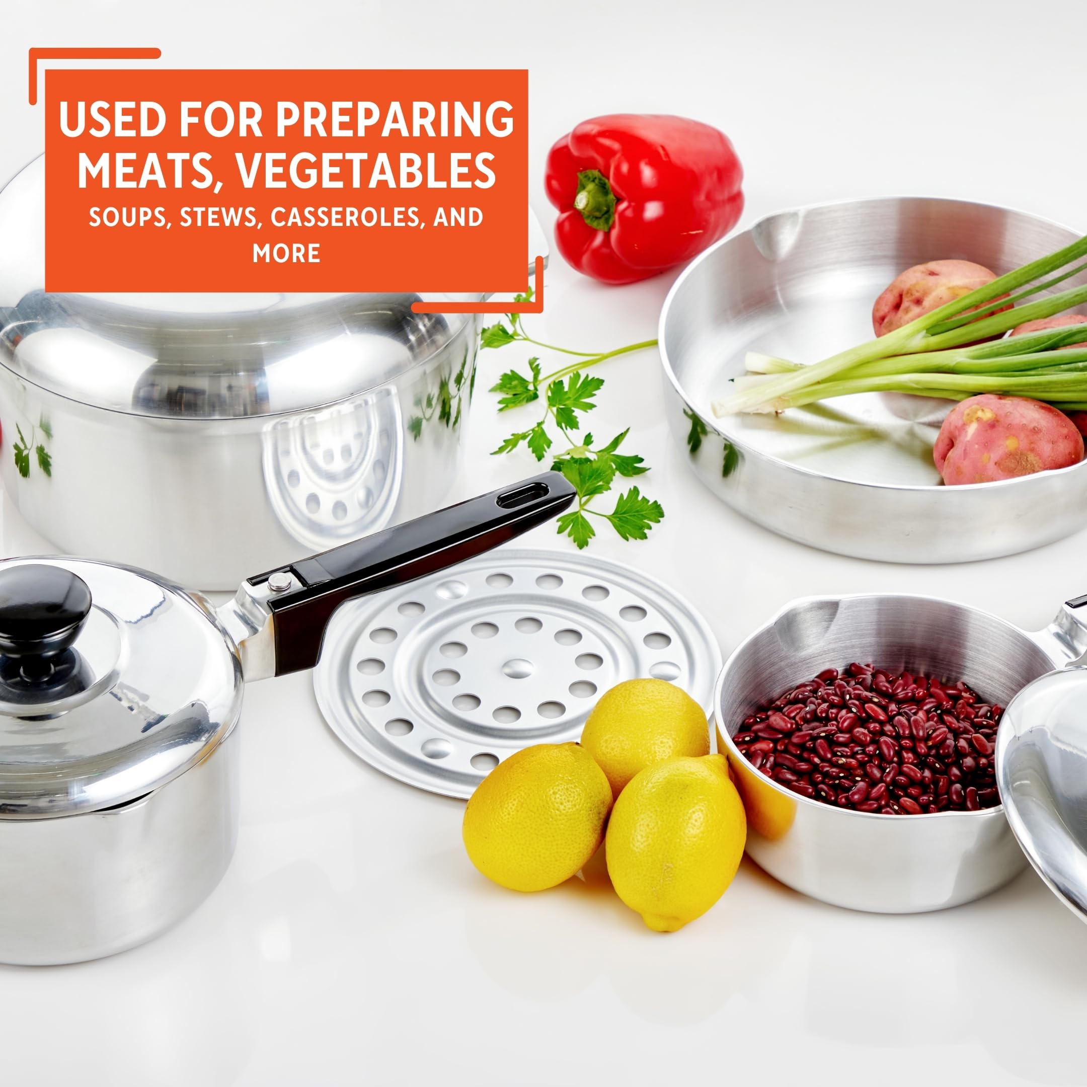 IMUSA USA Heavy Duty 8-Piece Cast Aluminum Cajun Cookware Set, Silver - Image 5