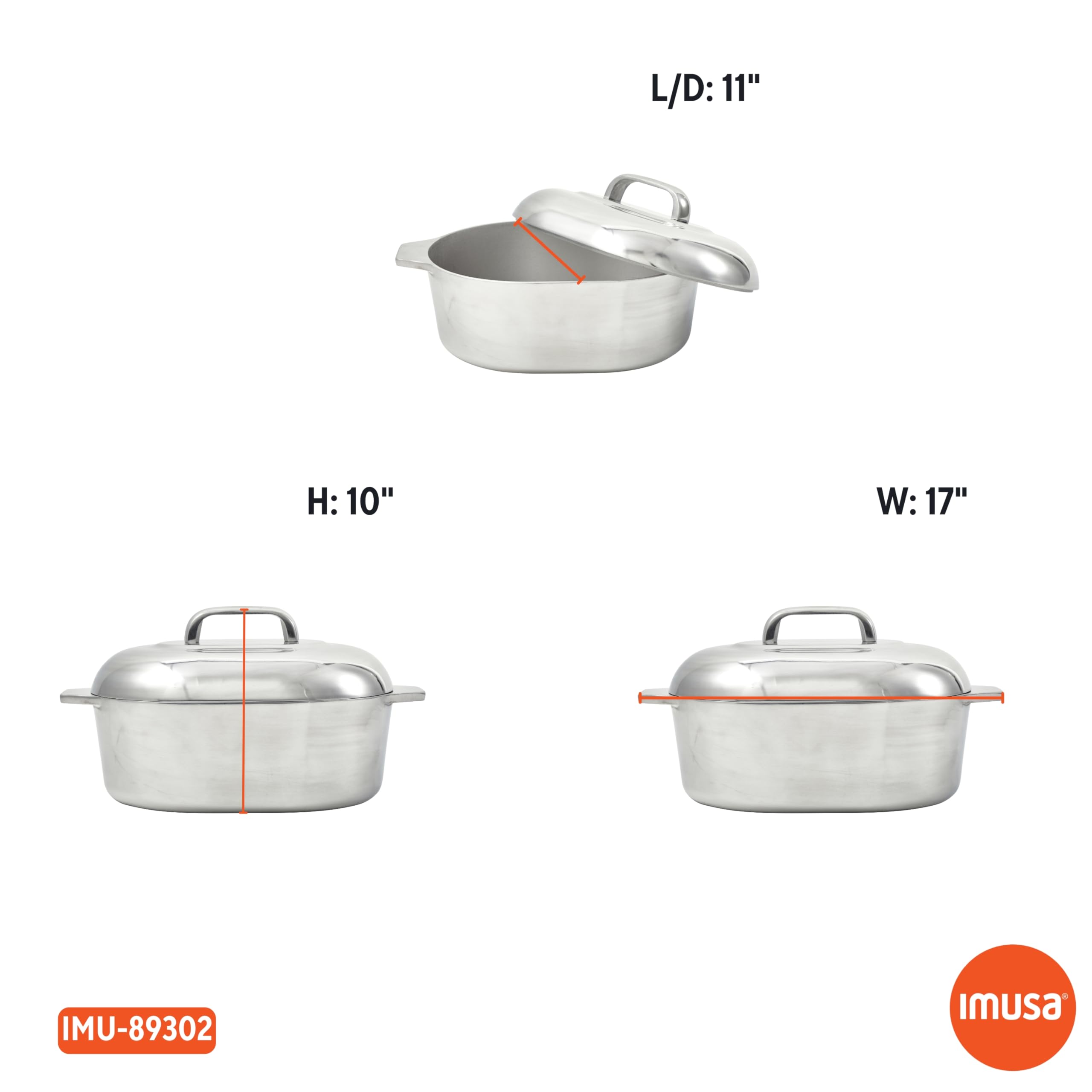 IMUSA USA Heavy Duty Cajun Oval Aluminum Roaster 15, Silver - Image 8